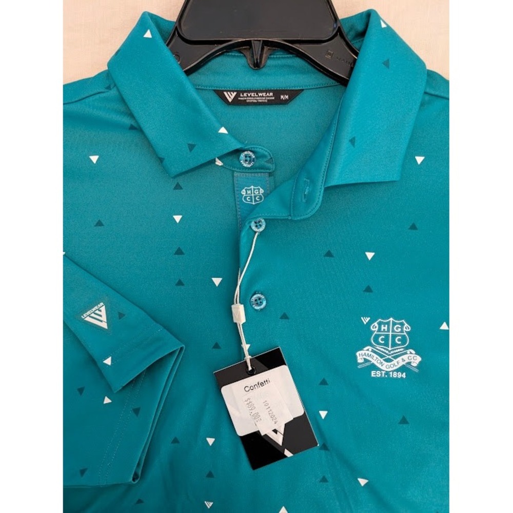 Levelwear Golf Polo Shirt Mens M Green Hamilton Golf & Country Club HGCC Logo